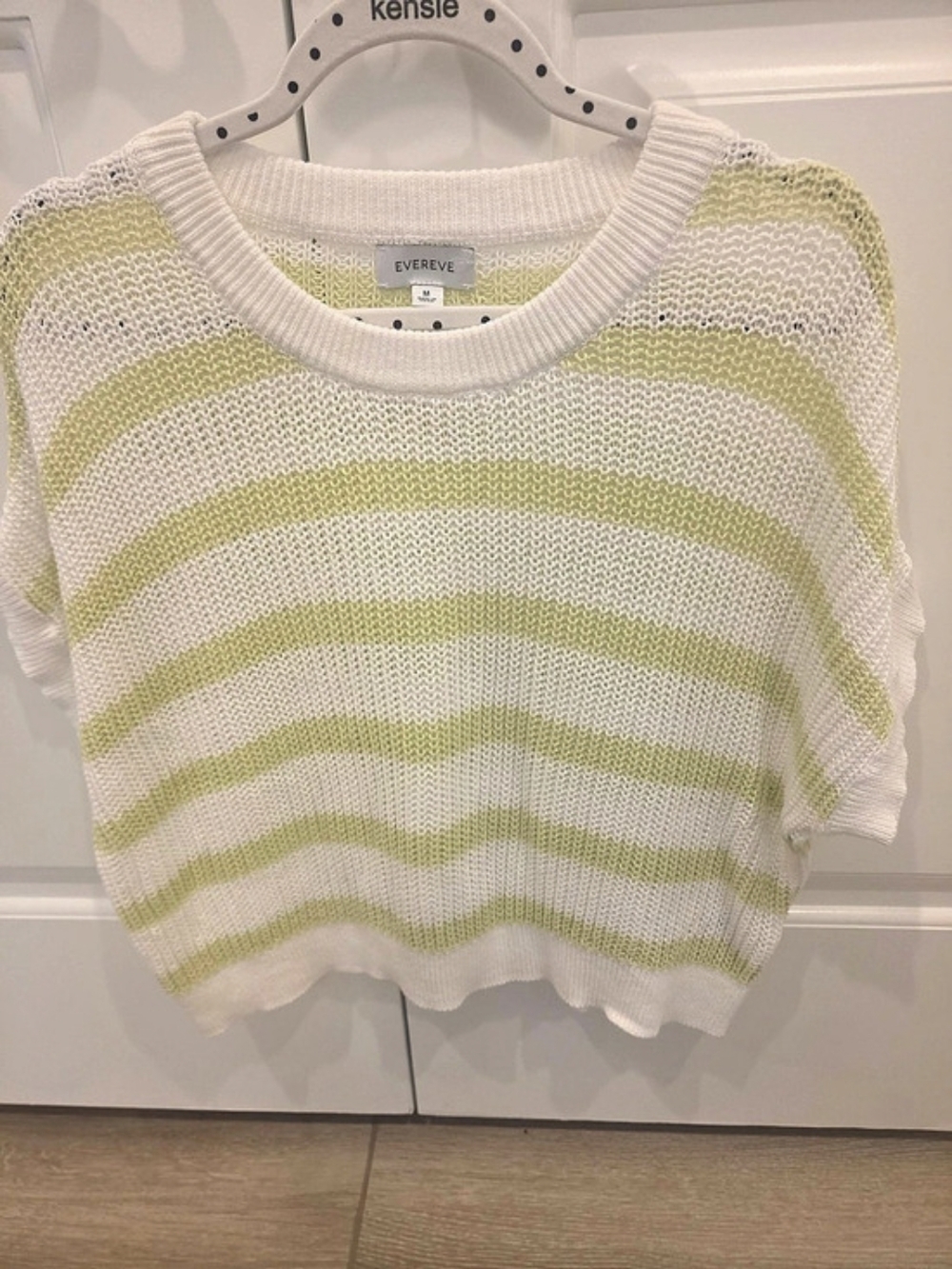 Evereve Striped Sweater in Green & White Size Small Like New